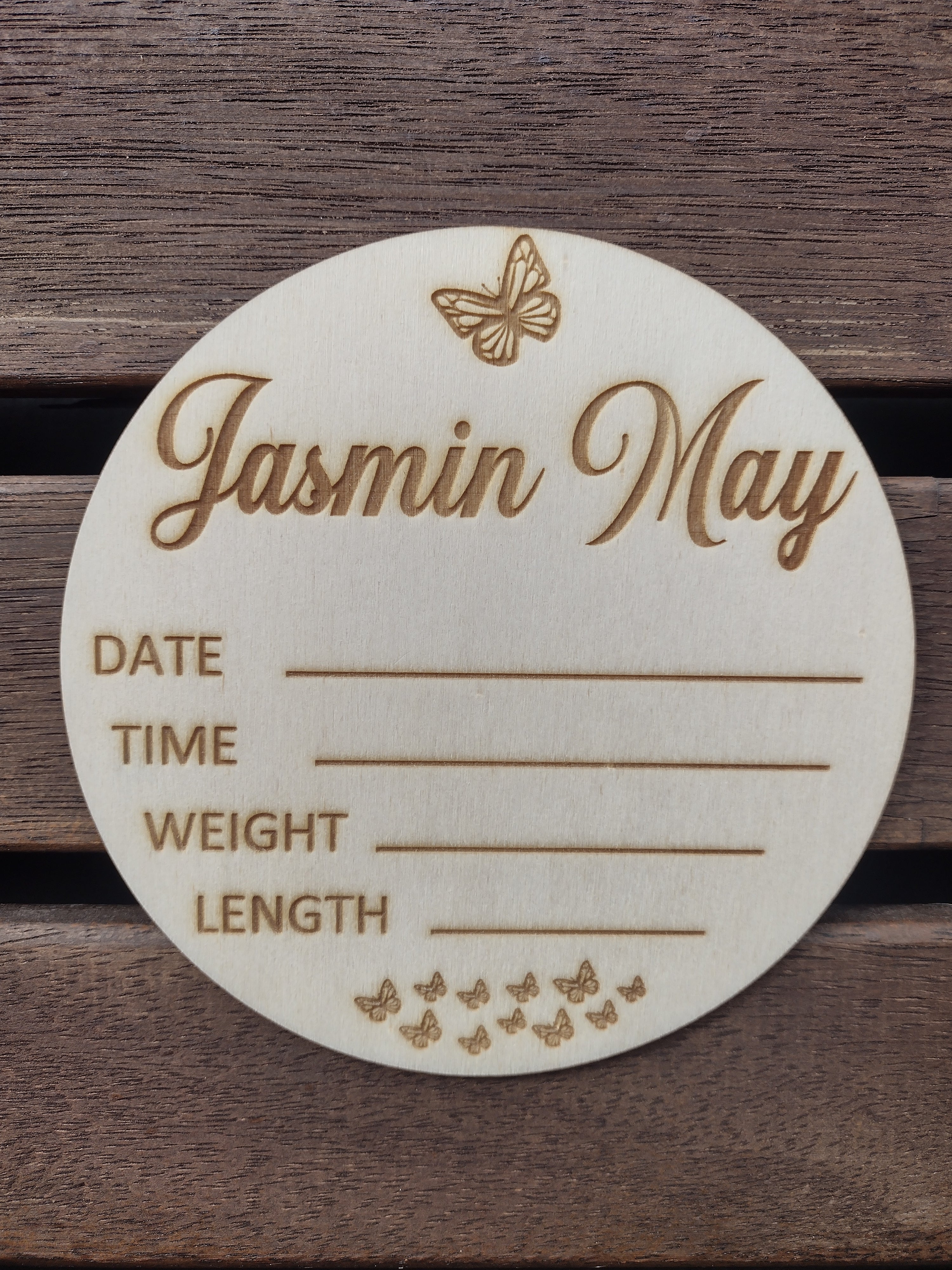Newborn Announcement / I'm here Disc Double Sided Butterfly Theme