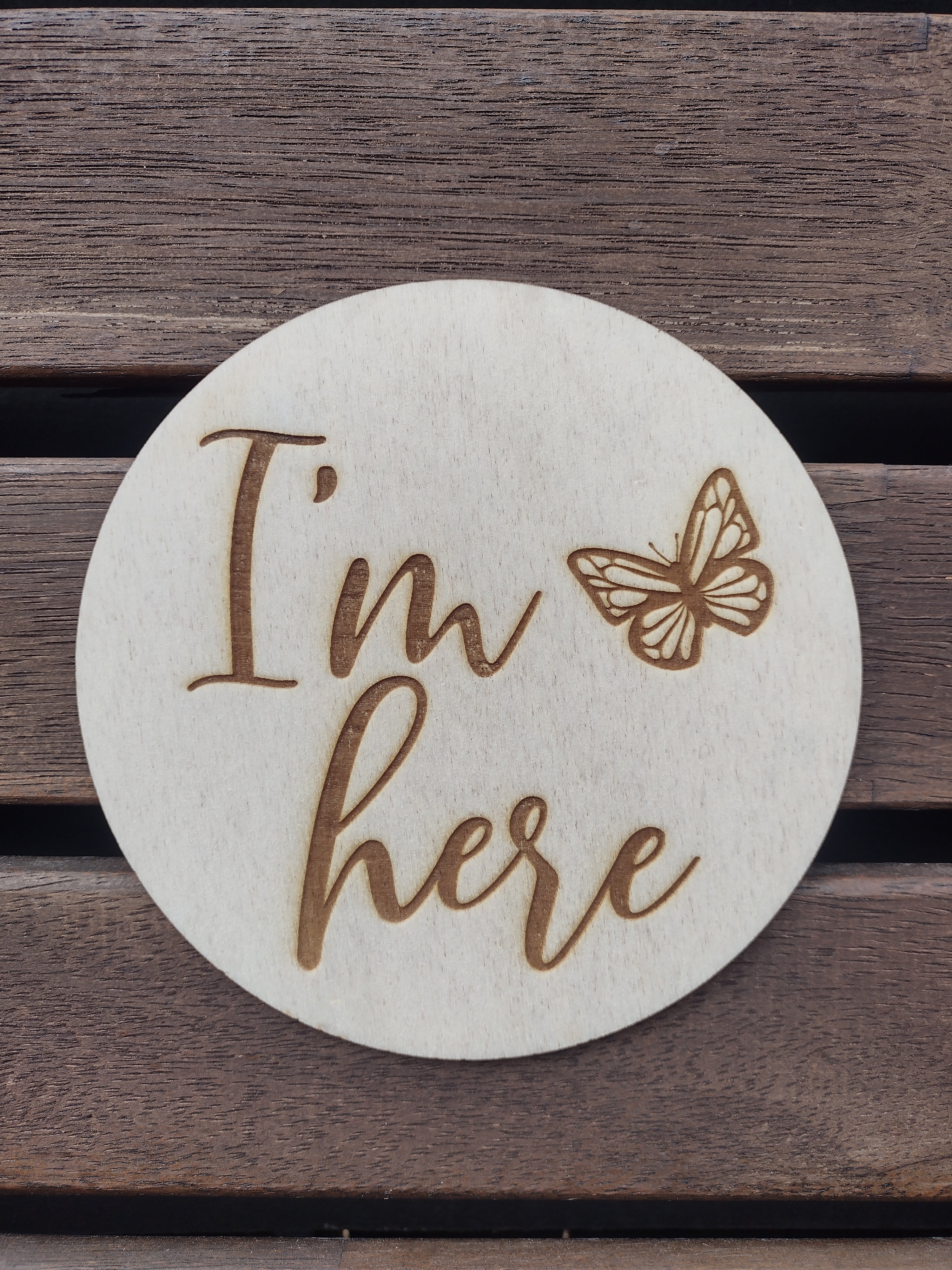 Newborn Announcement / I'm here Disc Double Sided Butterfly Theme