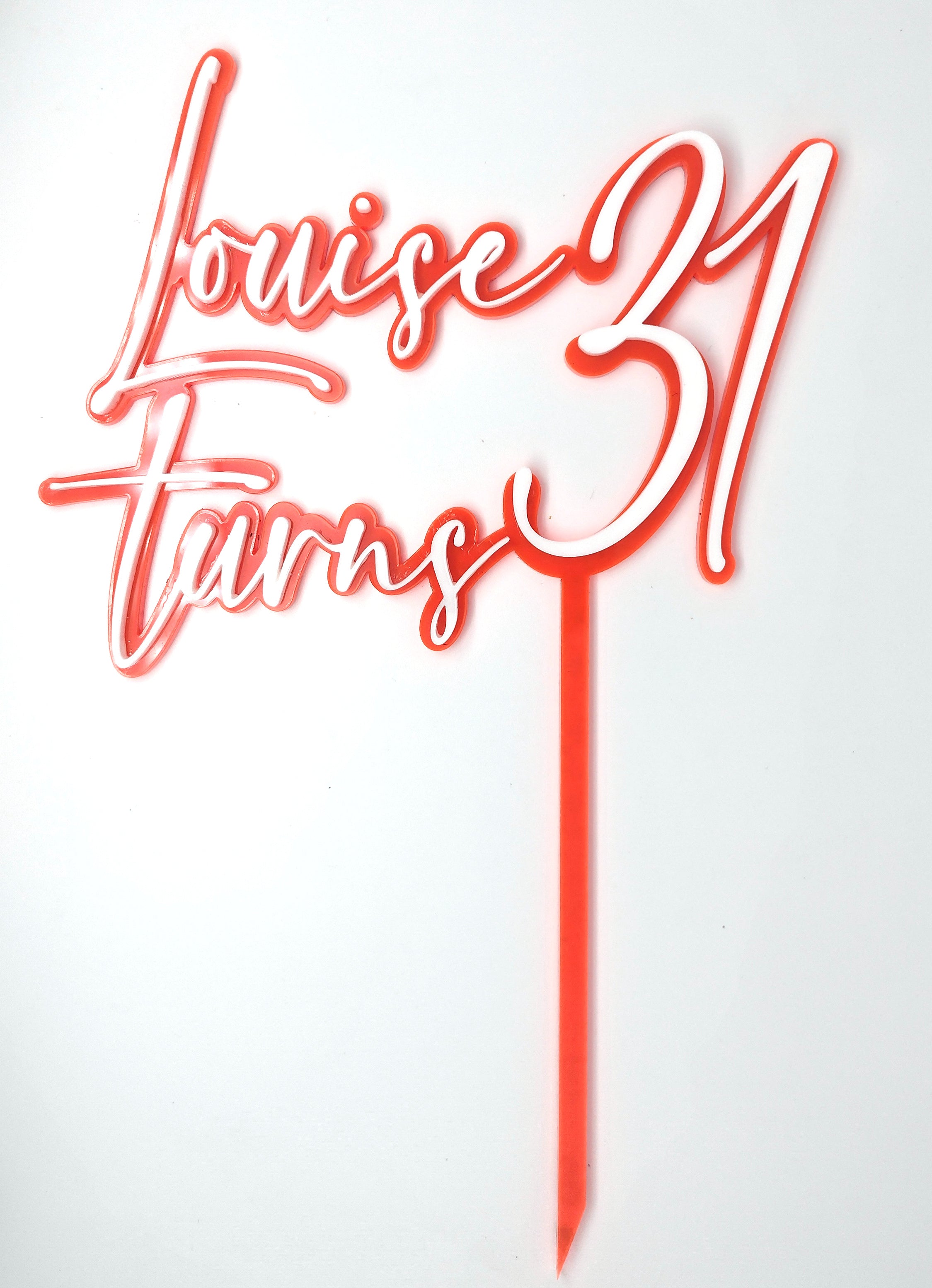 Name is Age Cake Topper Double layer