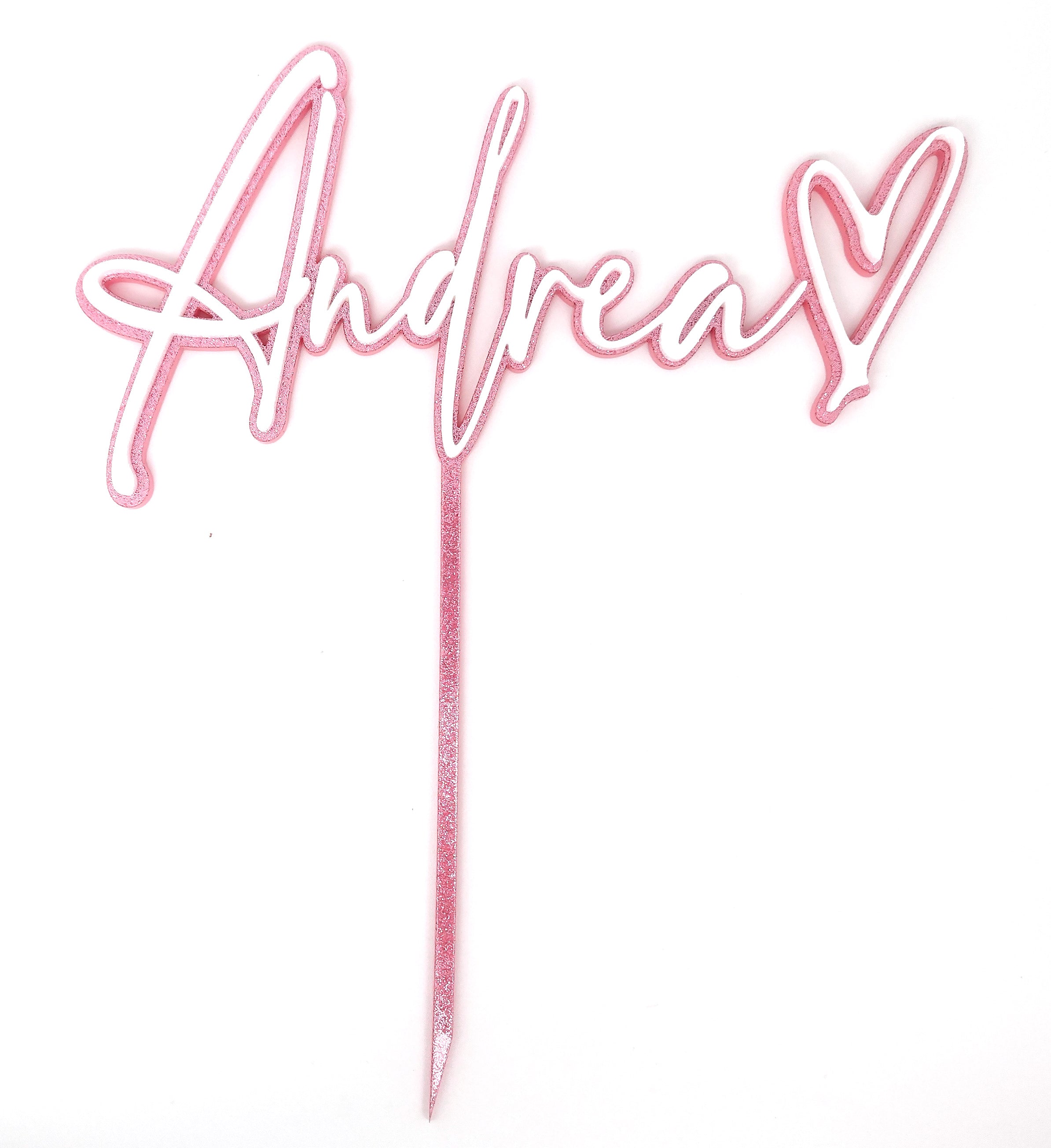 Name + Heart Cake Topper Double layer
