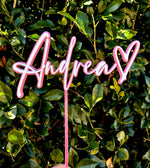 Load image into Gallery viewer, Name + Heart Cake Topper Double layer
