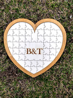 Load image into Gallery viewer, Heart Puzzle Guest Book - Stained with stand
