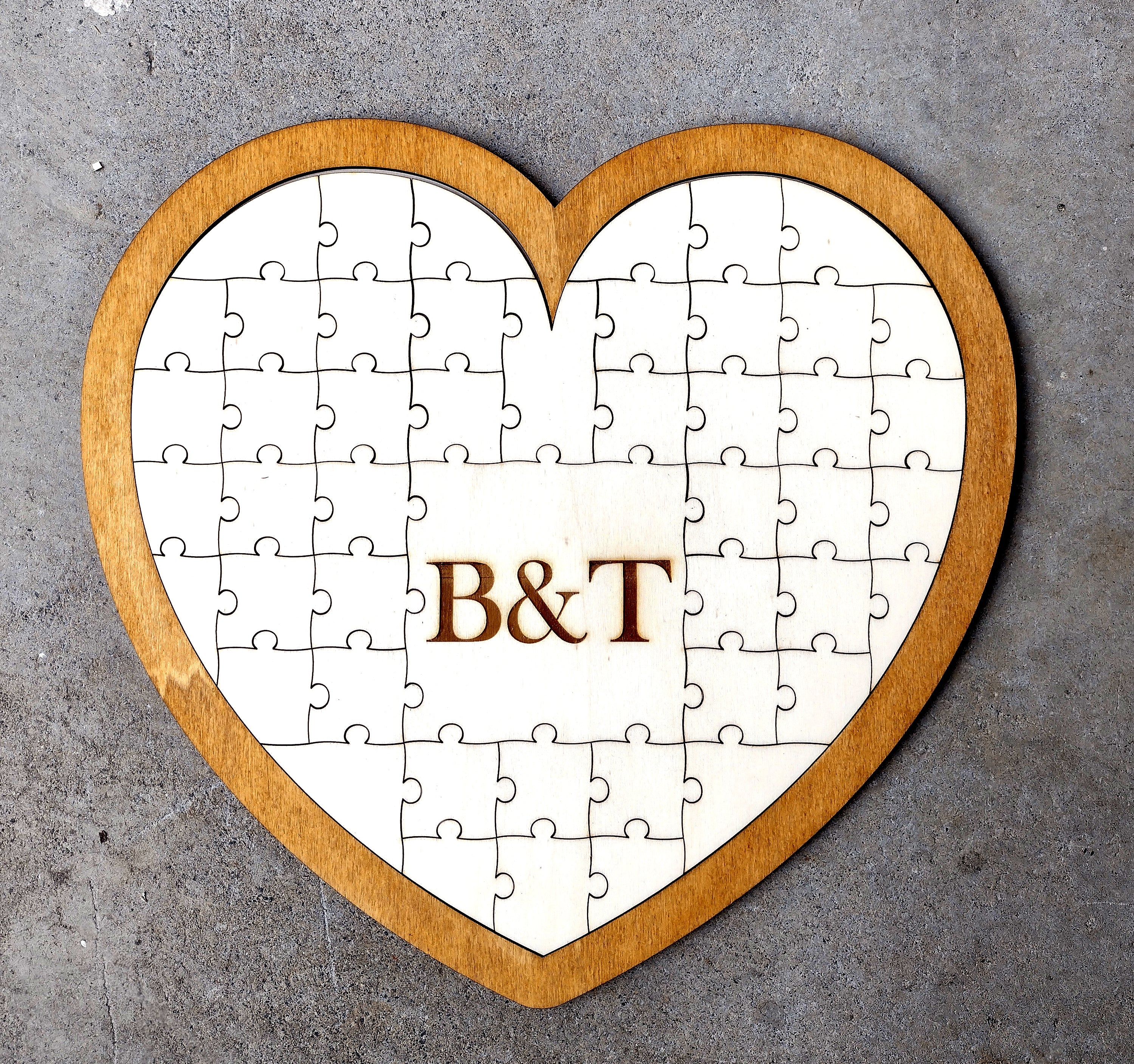 Heart Puzzle Guest Book - Stained with stand