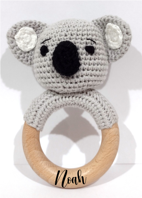 Handmade Koala Teether (Name or Name + DOB) Personalised