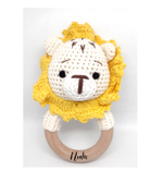 Load image into Gallery viewer, Handmade Lion Teether / Rattle (Name or Name + DOB) Personalised
