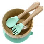 Load image into Gallery viewer, Baby&#39;s Wooden Silicone Bowl, Fork and Spoon
