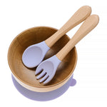 Load image into Gallery viewer, Baby&#39;s Wooden Silicone Bowl, Fork and Spoon
