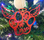 Load image into Gallery viewer, Paw Angel + Name + Snowflake Ornament
