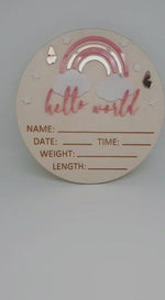 Load and play video in Gallery viewer, 3D Hello World + Rainbow Newborn Announcement Disc
