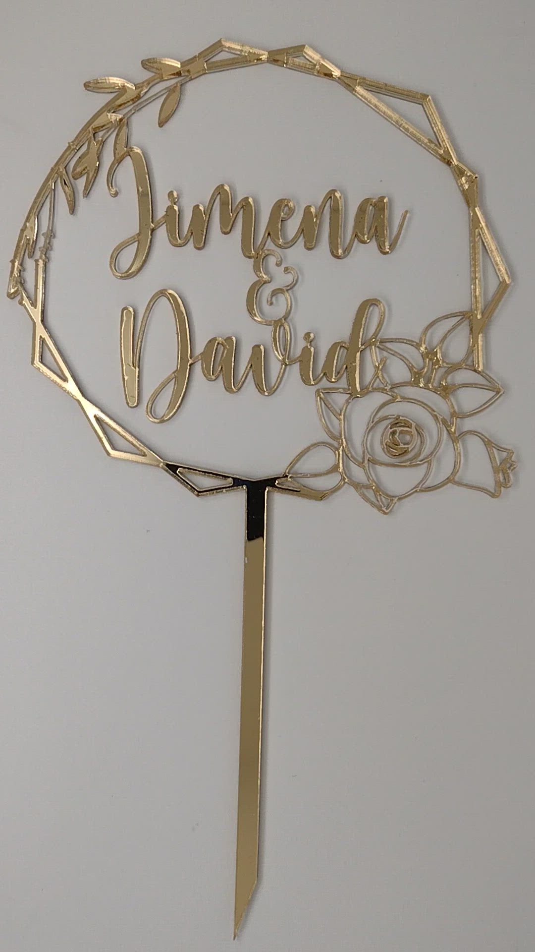 Name + Name Hexagonal Rose Vines Cake Topper Wedding / Engagement