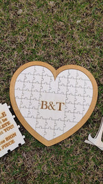 Load and play video in Gallery viewer, Heart Puzzle Guest Book - Stained with stand
