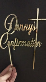 Load and play video in Gallery viewer, Name First Holy Communion / Baptism / Confirmation Cake Topper
