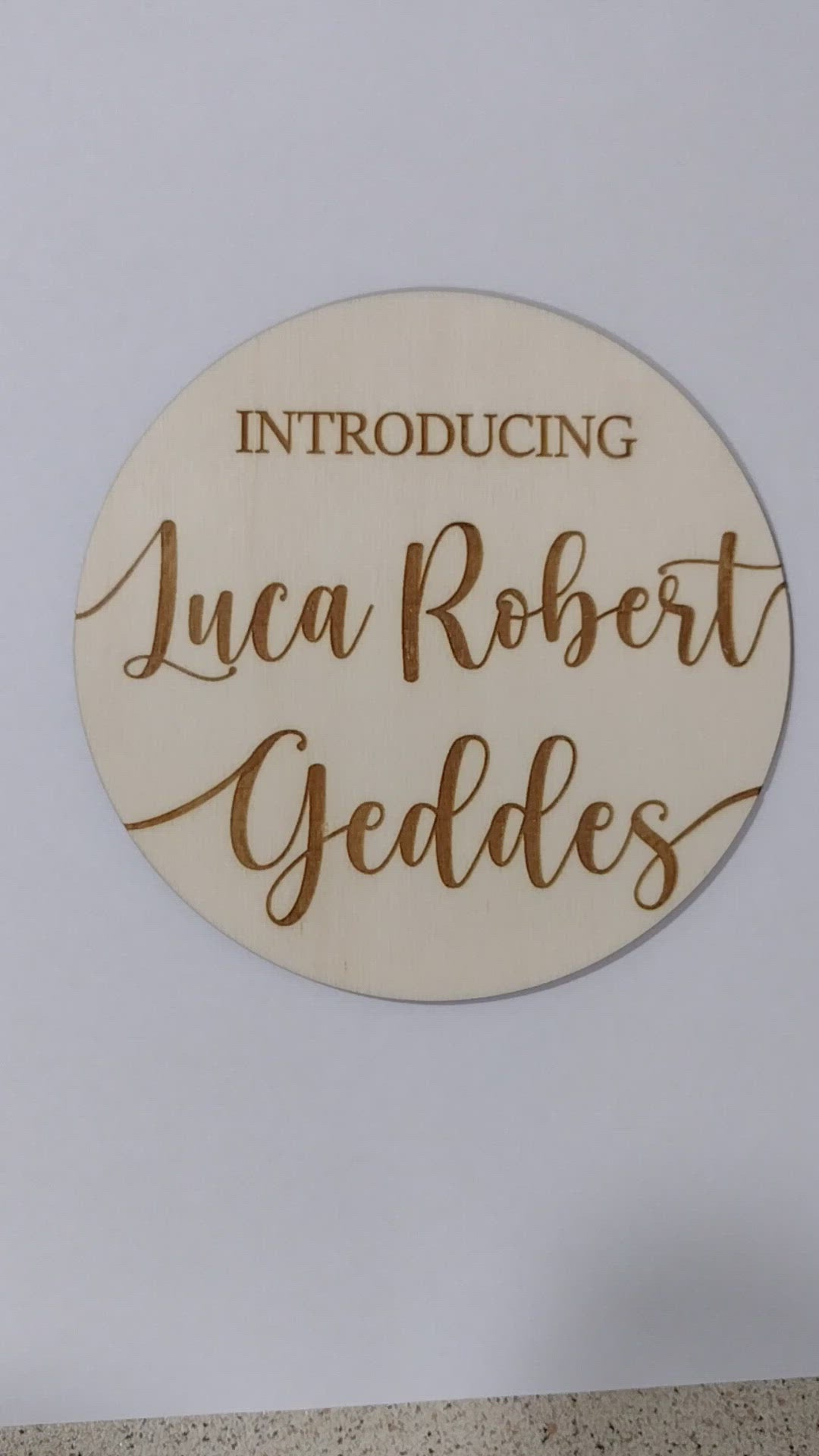 New Born Announcement / Introducing + Baby Name Disc Double Sided