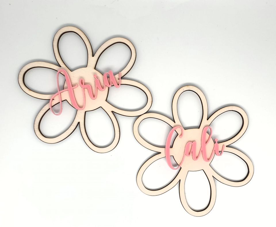 3D Name + Flower Baby Announcement